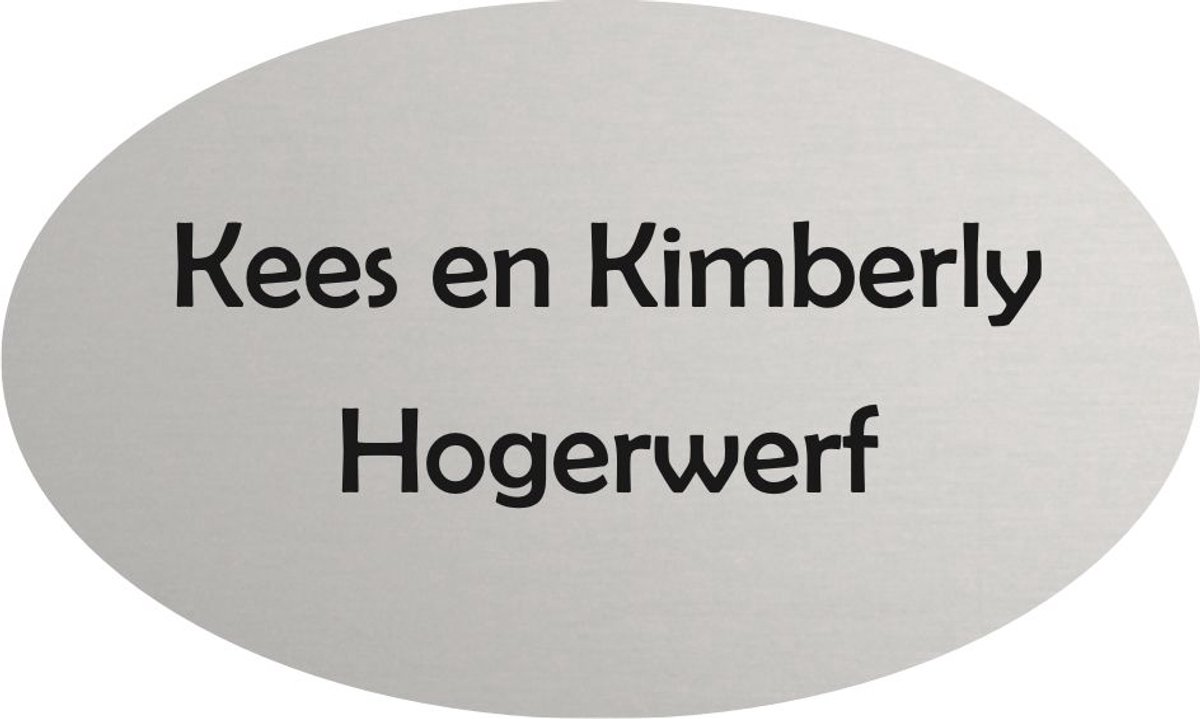 Naambordje voordeur aluminium mat ovaal 20x12cm AM14