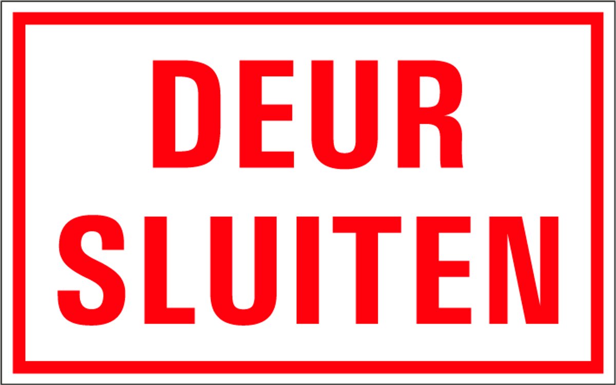 Deur sluiten tekststicker 320 x 200 mm