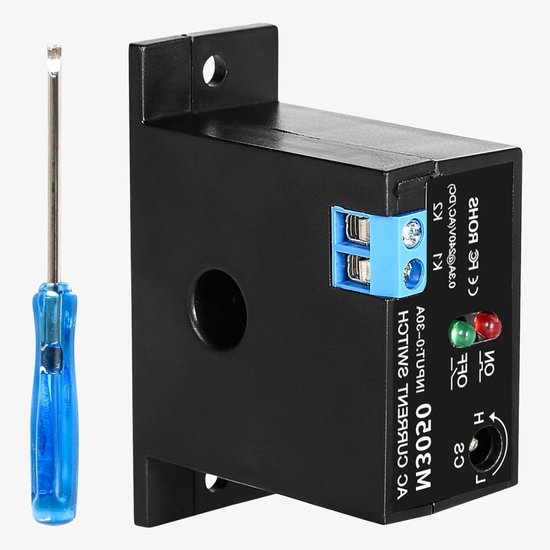 Jadeshay AC Strommessschalter 0,2–30 A – Einstellbarer Stromerfassungsschalter Mit Alarm, NC/NO-Modus, 240V AC, LED-Statusanzeige, Für Industrieautomation