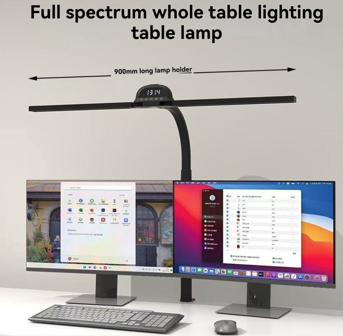 OnmiMartBureaulamp–Bureaulampen LED-Verstelbaar-lamppaal willekeurig buigen-Bureau Verlichting-90cm-afstandsbediening aanraak dubbele bediening bureaulamp - vijf snelheden kleurtemperatuur - inductie van het menselijk lichaam - multifunctionele klok thumbnail 3