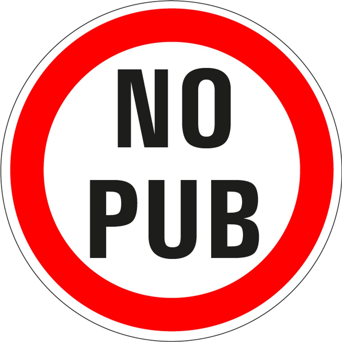 No pub sticker 300 mm