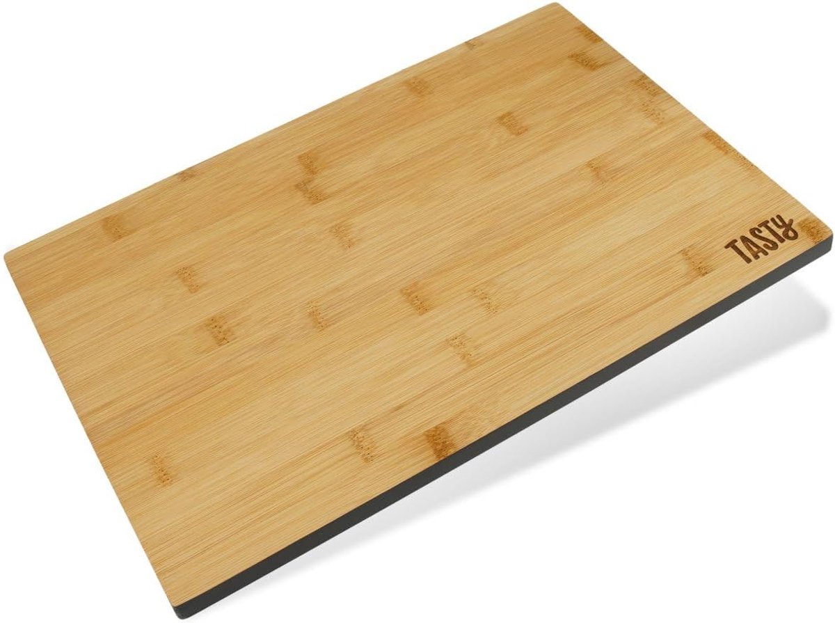 Bamboe snijplank - robuust en elegant - 1 stuk - bruin en grijs - 35,5 x 25 x 1,2 cm
