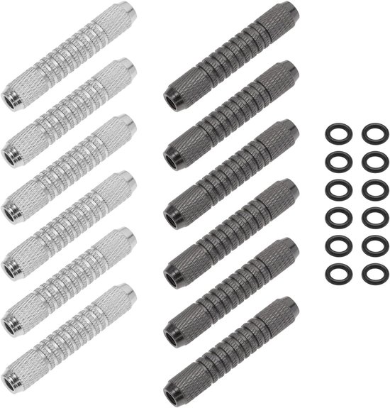 ECSiNG 12 Stück Dartfässer Mit Dartgummi-O-Ringen Dart Barrel 14 Gramm Ersatz Dartzubeh R 2ba Innengewinde 6 Schwarz 6 Silber