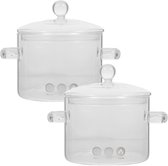 Bol.com Glazen Kookpan met Deksel - Soeppan - 2 Stuks - Borosilicaatglas - 1350 ml aanbieding