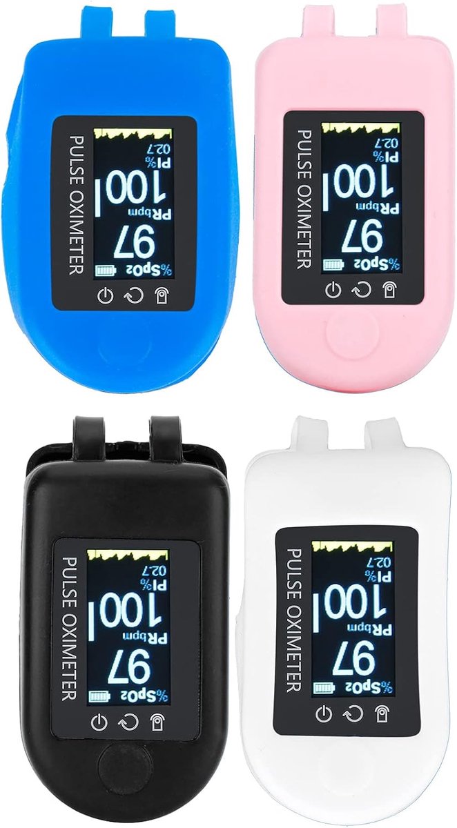Siliconen Oximeter Cover voor Vingertop Monitor - Beschermingset (Blauw + Roze)