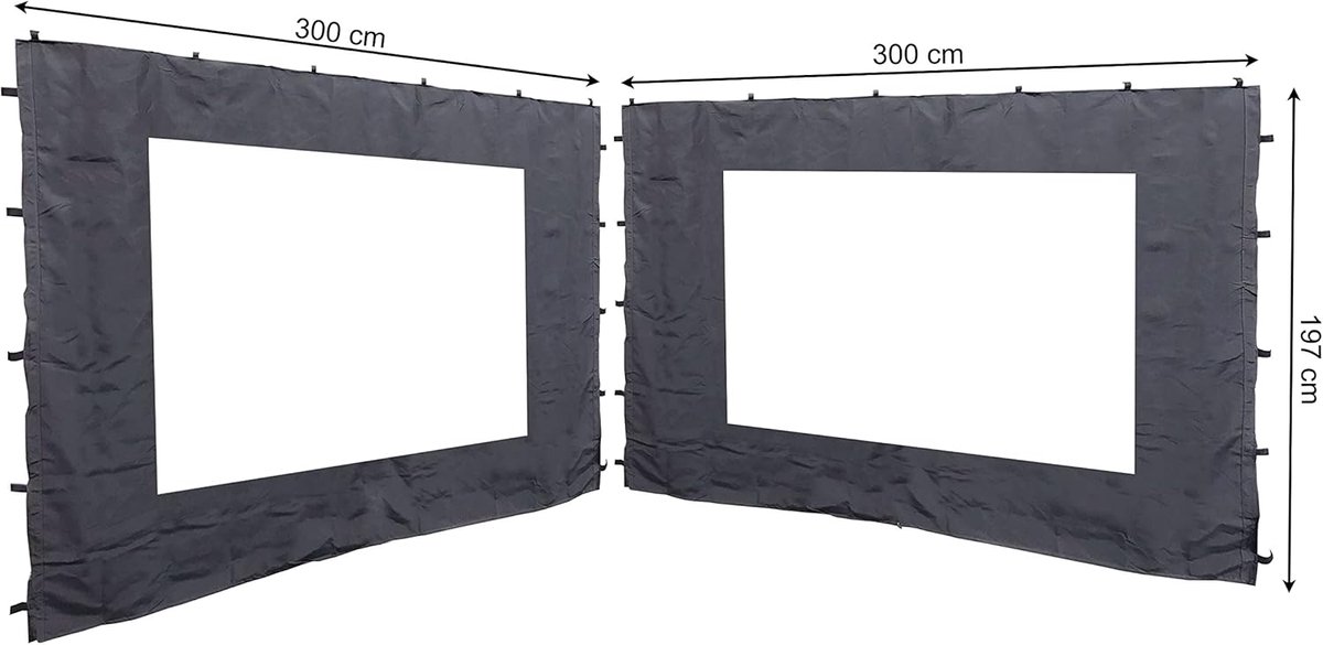 Zijpanelen PE raam 300x197cm voor Rank paviljoen 3x3m - Zijwand antraciet RAL 7012, extra stevig
