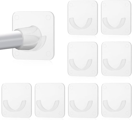 Supports de tringle à rideau de douche - Autocollants - 8 pièces - Wit
