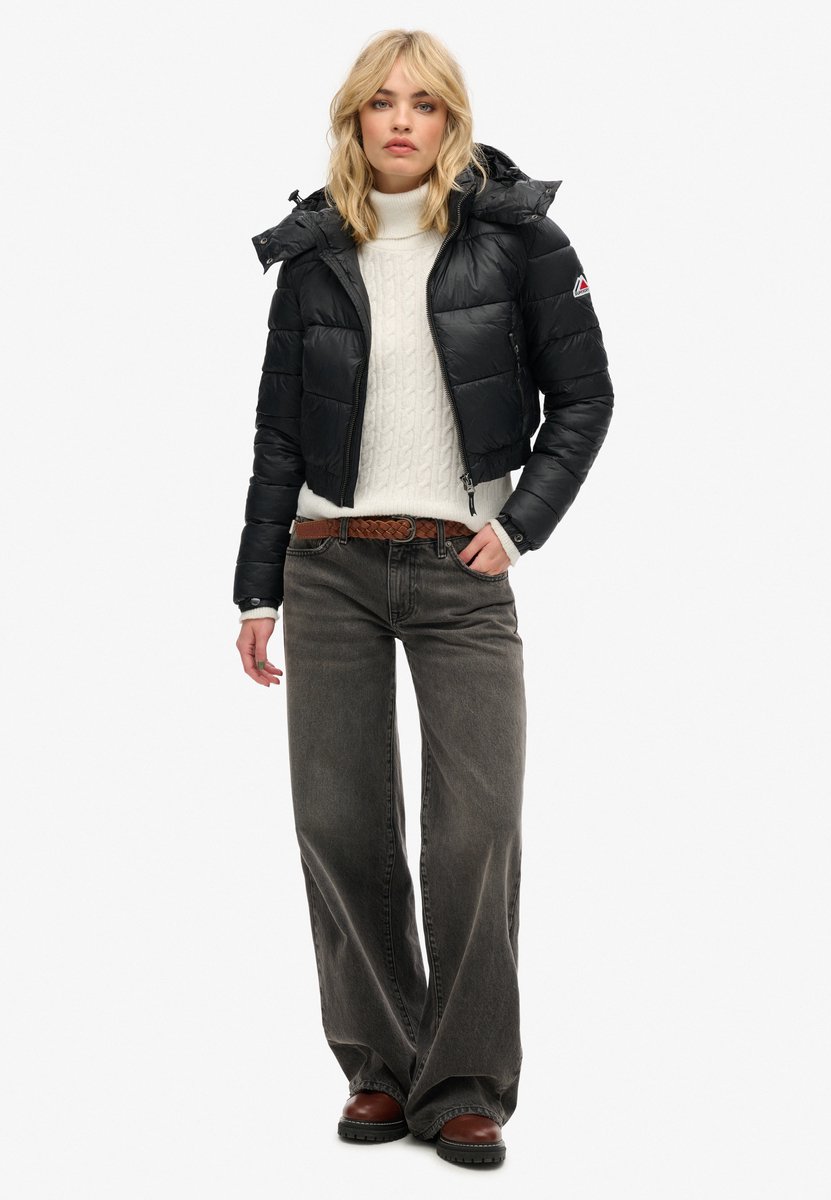 Superdry Korte Fuji jas met capuchon Dames Gewatteerde jassen Zwart