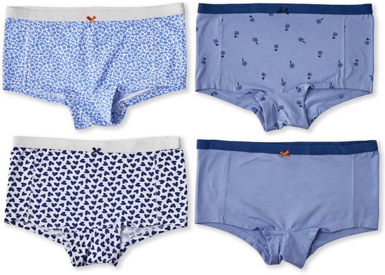 Little Label - Lot de 4 shorts femme - bleu combi S/36 - taille : S /36-38 - coton bio