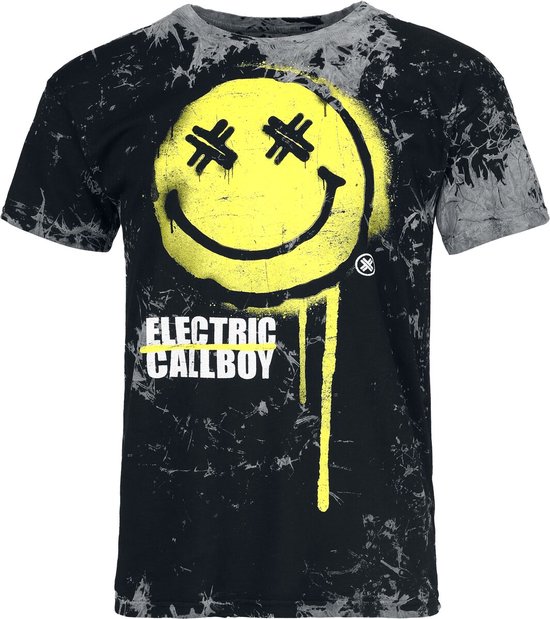 T-shirt Electric Callboy Spray Smile gris L en Katoen pour homme - Produits dérivés de groupes, groupes