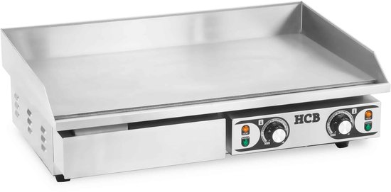 HCB® - Professionele Horeca Bakplaat - glad - 2 x 230V - RVS / INOX - Electrisch Teppanyaki Grill apparaat - 47x73x25 cm (DxBxH) - 23 kg - 2572 — afbeelding 4