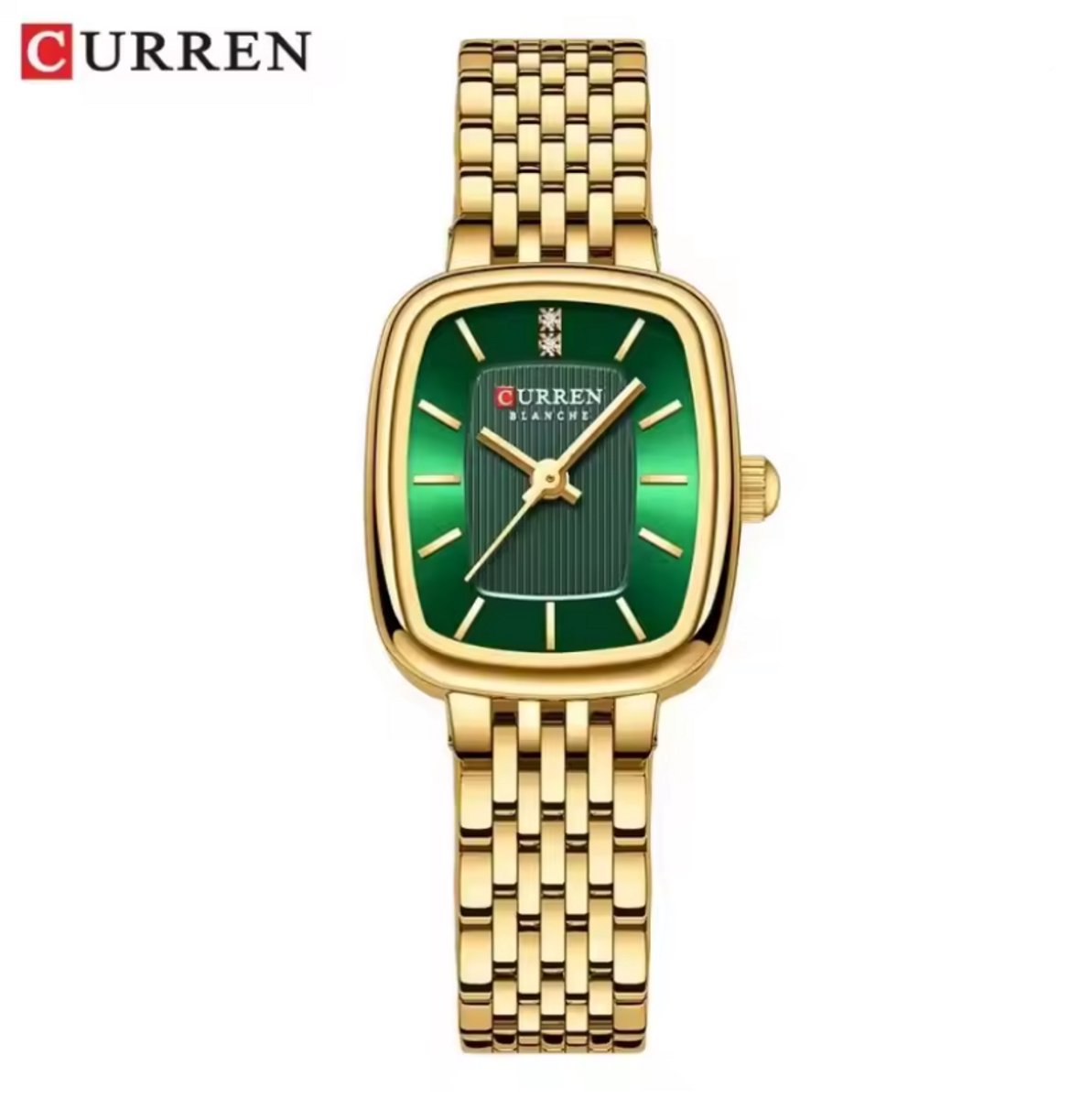 Curren Horloge - Vrouwen - Goudkleurig met Groene Wijzerplaat - Model 9093 - Luxe Dameshorloge - Perfect Cadeau