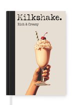 Notitieboek - Schrijfboek - Milkshake - Kers - Rietje - Notitieboekje klein - A5 formaat - Schrijfblok