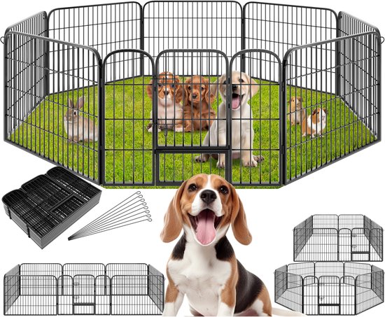 tectake - 8-hoekige puppyren - 60 cm hoog - Ø ca. 190 cm - 402502