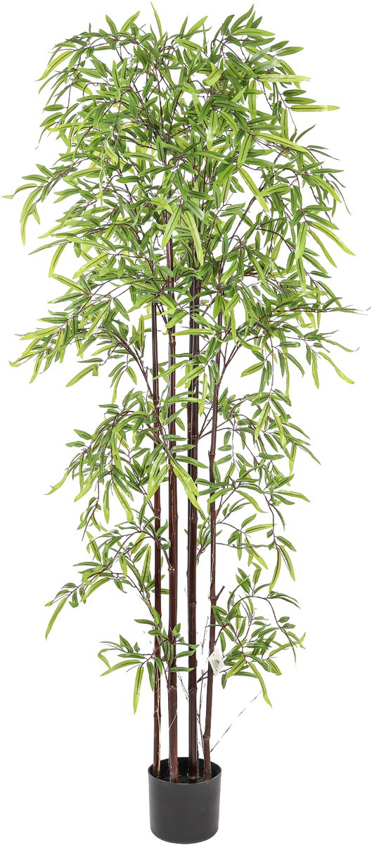Kunst Bamboe plant | 170cm | Zwarte Bamboe | nep bamboe plant - Groen/zwart | Grote Kunstplant voor binnen - Bamboe plant deluxe