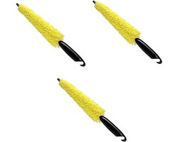 3 stuks - Schoonmaakborstel - velgenborstel - Auto velgen borstel - Autoreiniger - zwart,geel - Velgschoonmaker - Velgenreiniger - 29*5.5 cm - kunststof