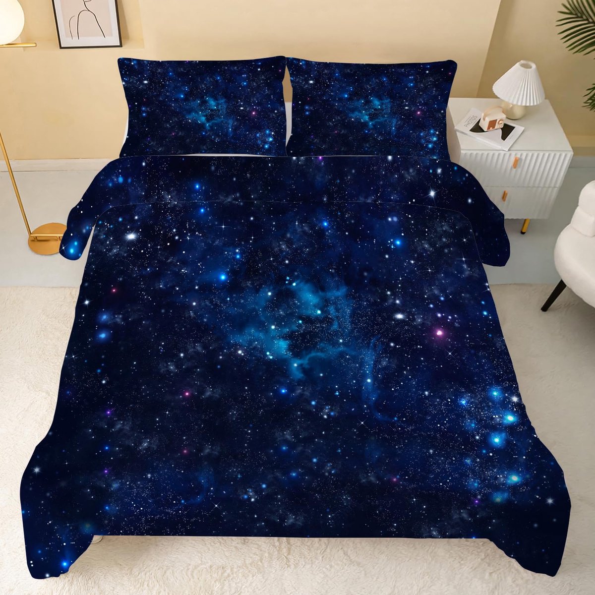 Unyqoos Warm en Comfortabel Vierseizoenen Dekbed met Sterrenhemelpatroon voor Elke Slaapkamer, 135 x 200 cm blauw