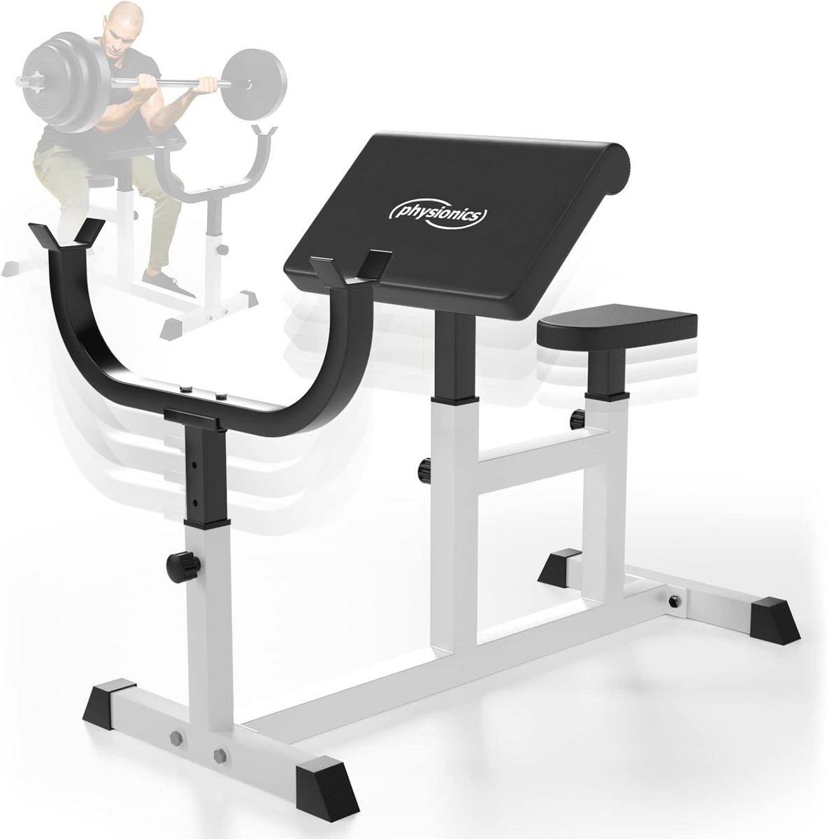 Curlbank met 5 Posities - Verstelbare Zitting en Armleuningen, Geschikt tot 200 kg, Ideaal voor Biceps en Scott Oefeningen