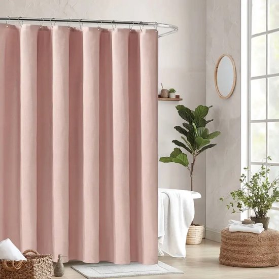 Lush Decor Riley douchegordijn, 183 cm B x 183 cm L, botercrème - luxe douchegordijn met strikken - mooie textuur - mooie en elegante meisjesachtige badkameraccessoire - romantische vintage glam