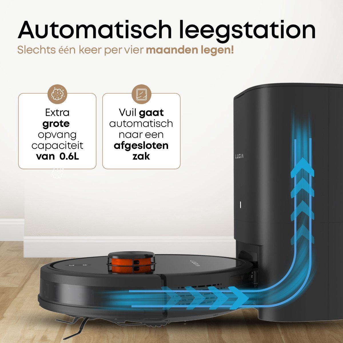 Afbeelding 3 van Lugia G7 - Robotstofzuiger met Dweilfunctie - Robotstofzuiger met Laadstation - Automatisch Leegstation - LIDAR laser navigatie - Voor Huisdieren