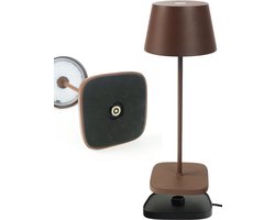 BandiO Tafellamp Oplaadbaar – 3 Kleuren - Draadloos en dimbaar – Moderne touch lamp – Nachtlamp Slaapkamer – Bruin