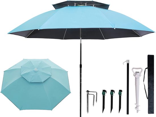 Fare Travelmate 6139 Strandparasol En Paraplu In één Met UPF 50 UV Bescherming O 147 Cm Grijs Grey Windproof Windbestendig Stormvast Stormbestendig Parasol Opvouwbaar Stevige Reisparaplu
