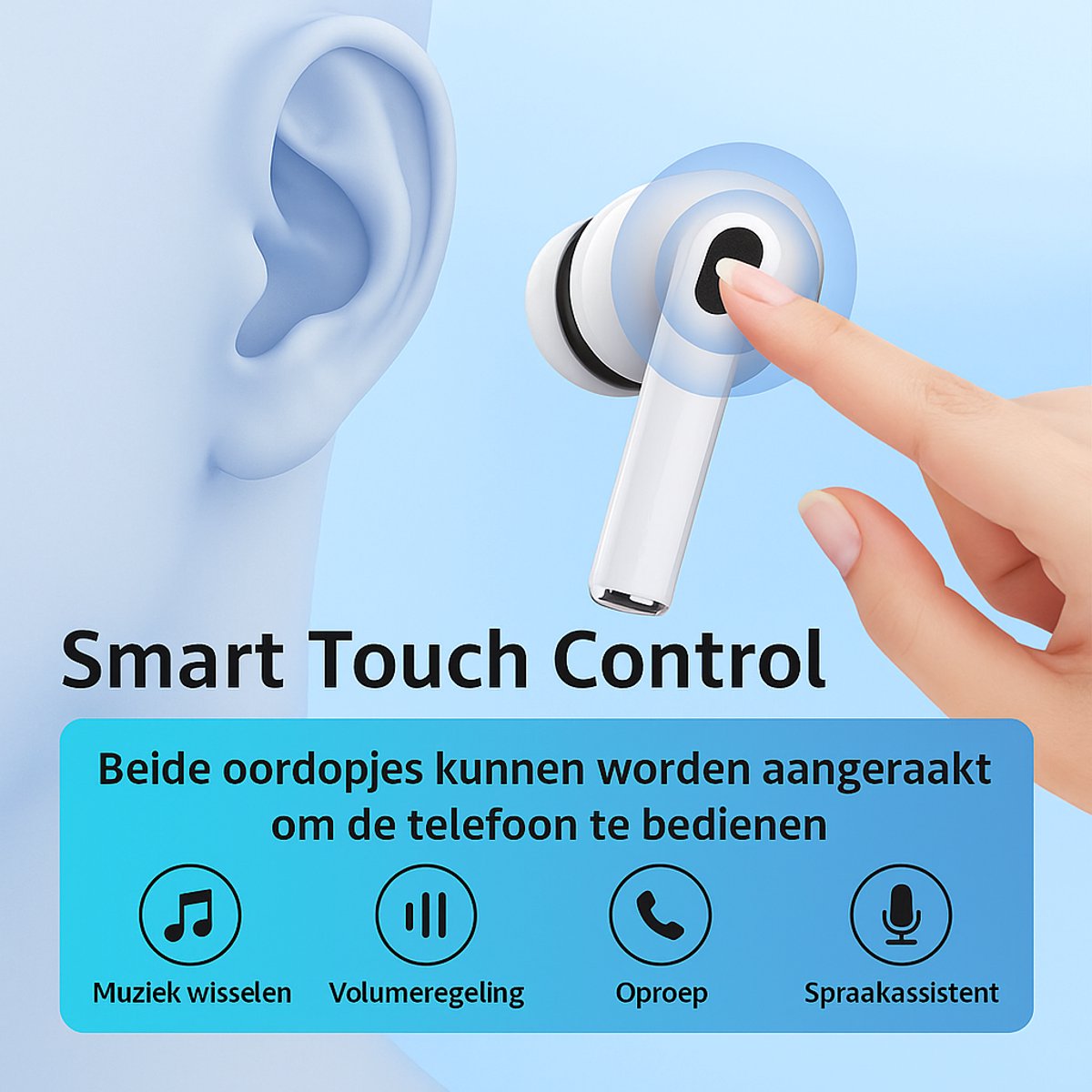 Draadloze oordopjes - In Ear oordopjes - Met Noise Cancelling - Bluetooth 5.4 - Extra Dopjes - Perfect voor bellen en muziek luisteren - Touch control thumbnail 2