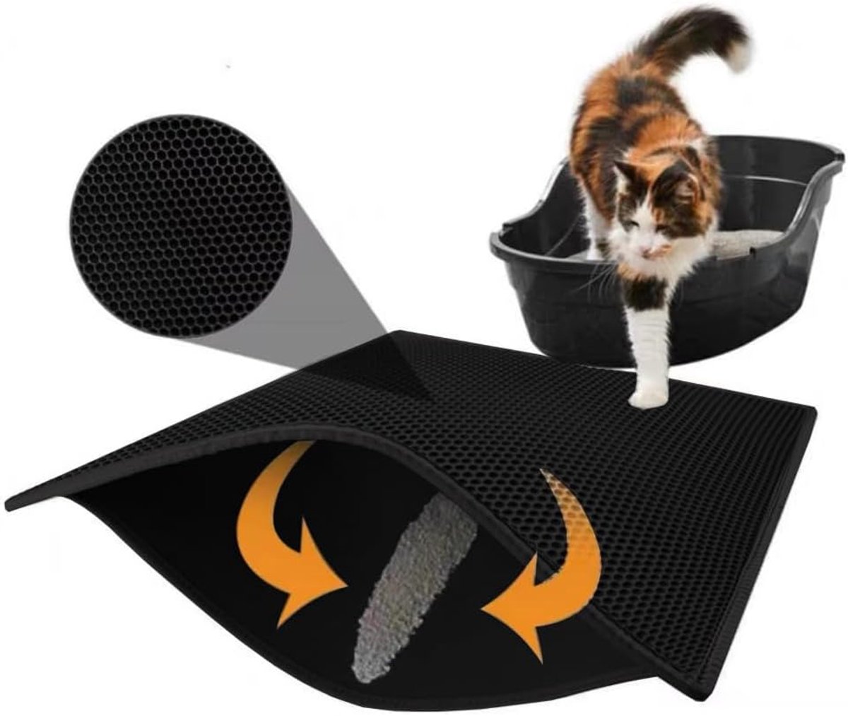 Ibenzoa® Duurzame en Veilig Kattenbakmat met Geperforeerde Structuur voor Katten