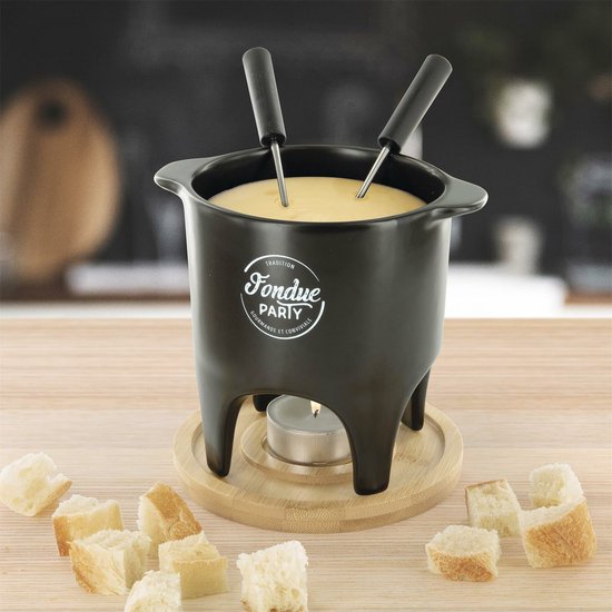 Cook Concept Chocolade of kaas fondue - met 2 vorken - zwart - porselein - voor 2 personen - 12 x 11 cm schaal van cook-concept — afbeelding 3