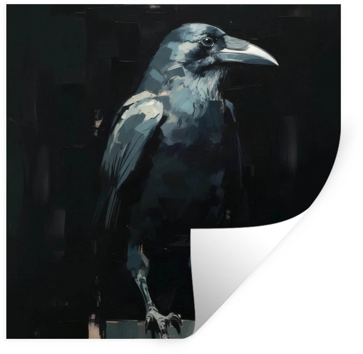 Muurstickers - Sticker Folie - Raaf - Vogels - Zwart - 80x80 cm - Plakfolie - Muurstickers