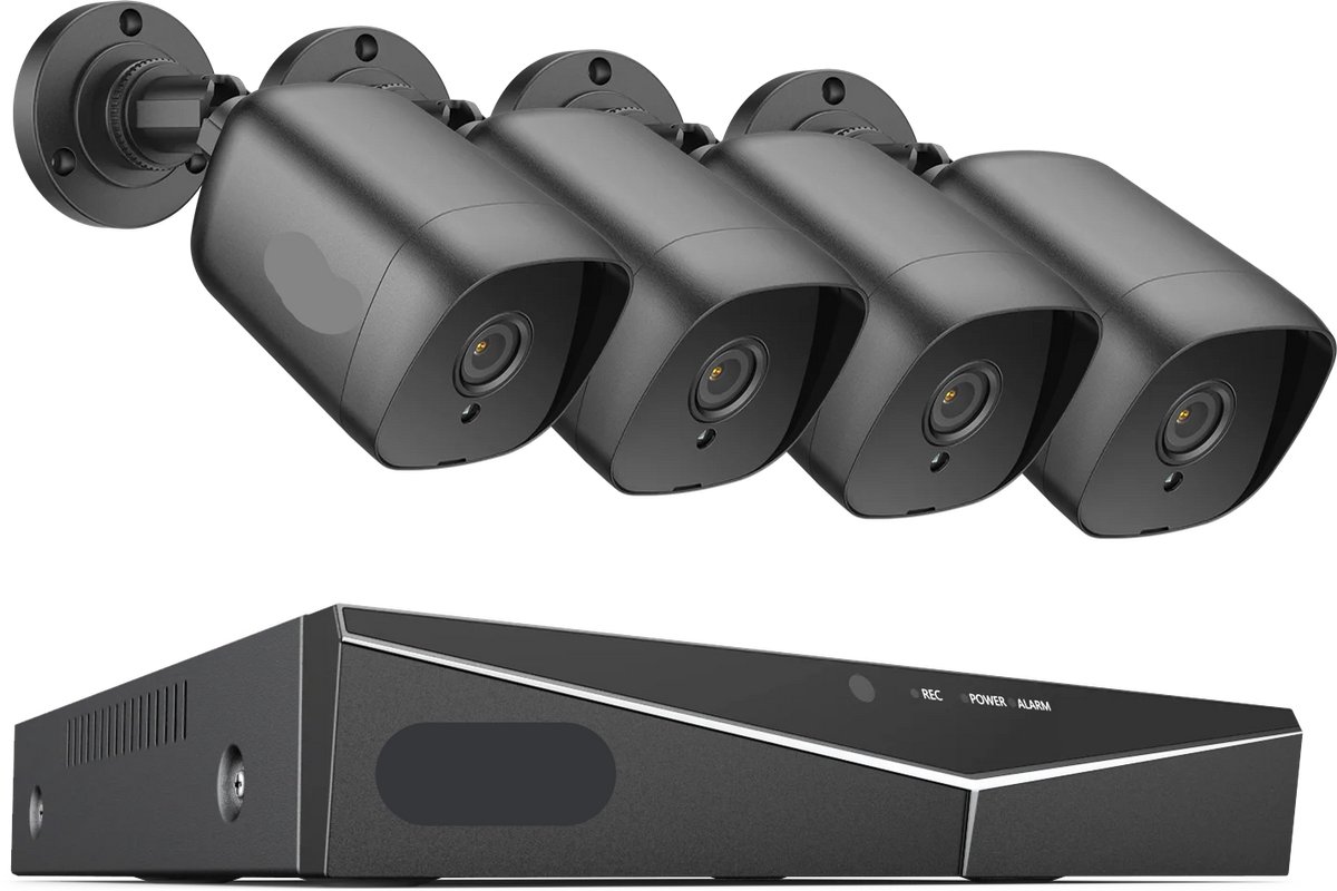 Beveiligingscamerasysteem - 4CH DVR - Openlucht- Bewakingscamera - Beveiligingscamera - IP66 Waterdichte - 2MP IR Buitenbeveiligingscameras - 1080P TVI CCTV Surveillance Kit - Zonder HDD - 4 Stuks - Zwart