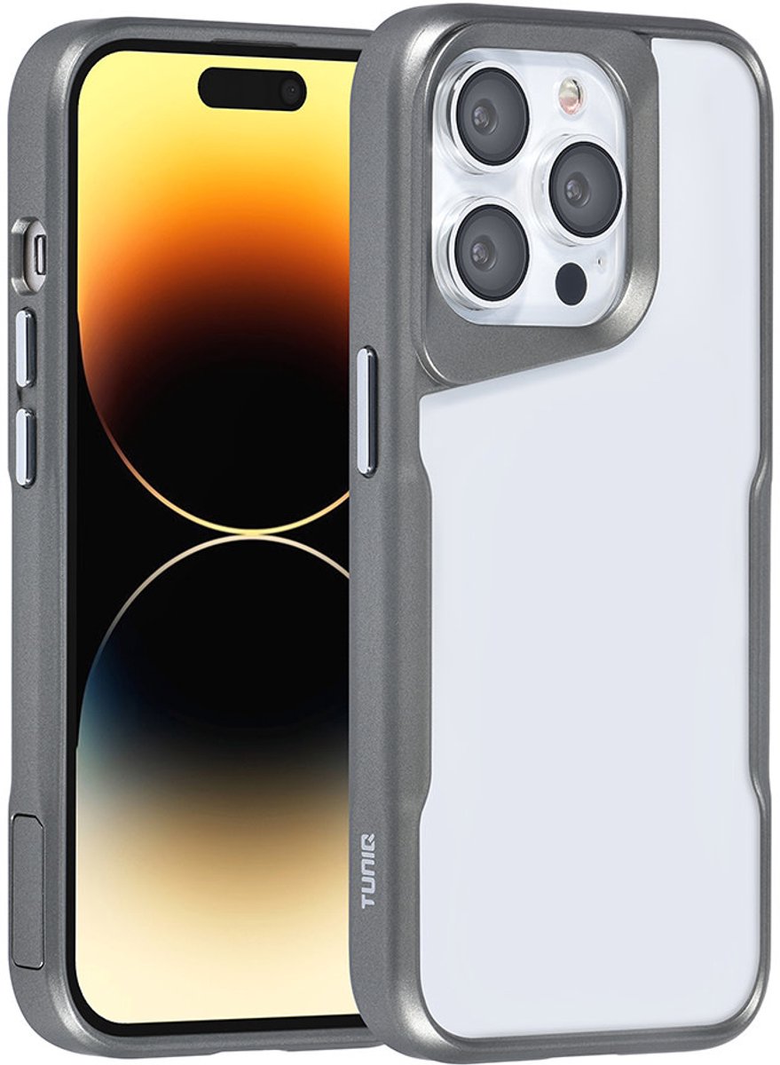 TUNIQ Back cover - iPhone 14 Pro - Grijs - Hybride ontwerp met valbescherming