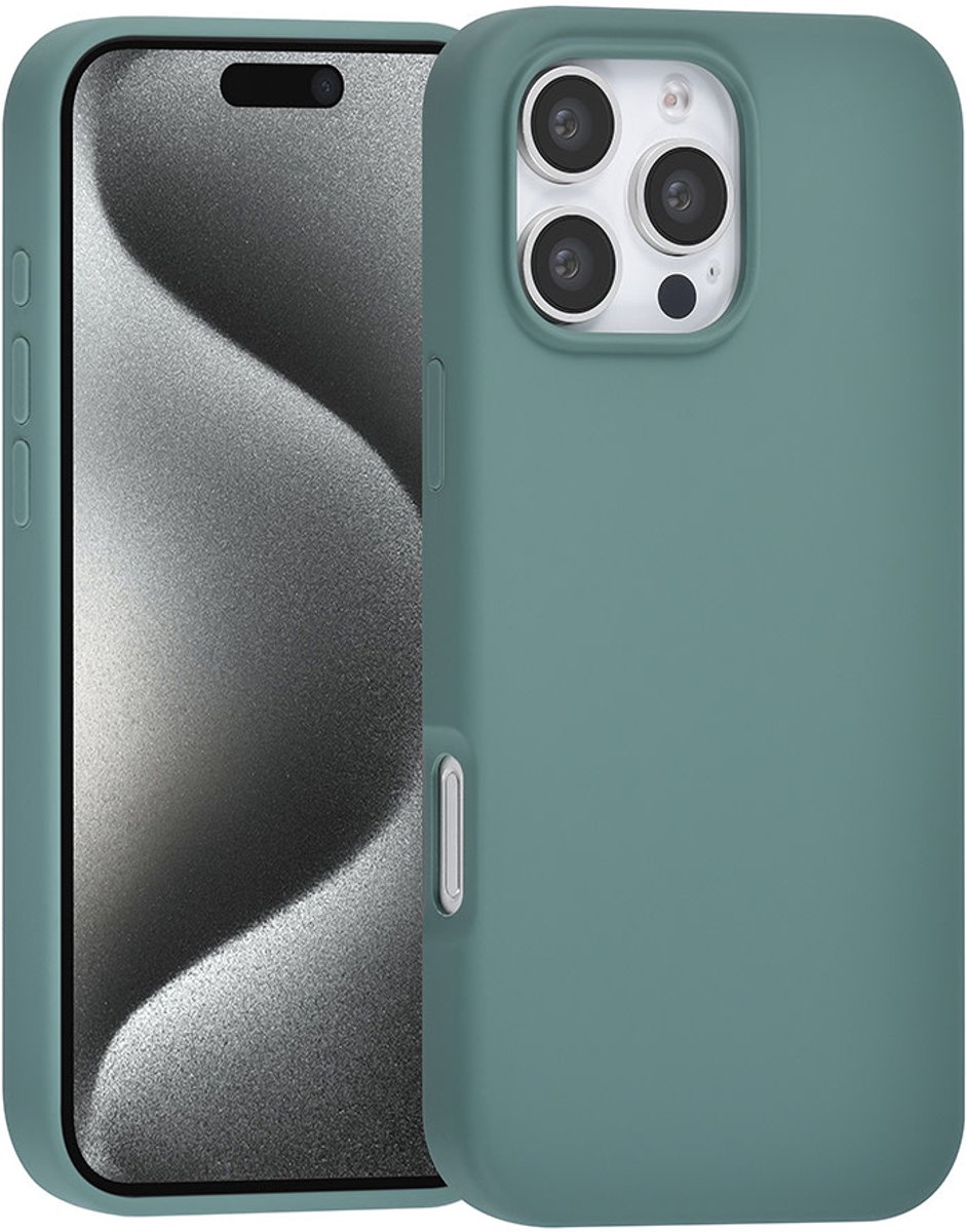 TUNIQ telefoonhoesje voor Apple iPhone 16 Pro Max - Siliconen backcover - Groen