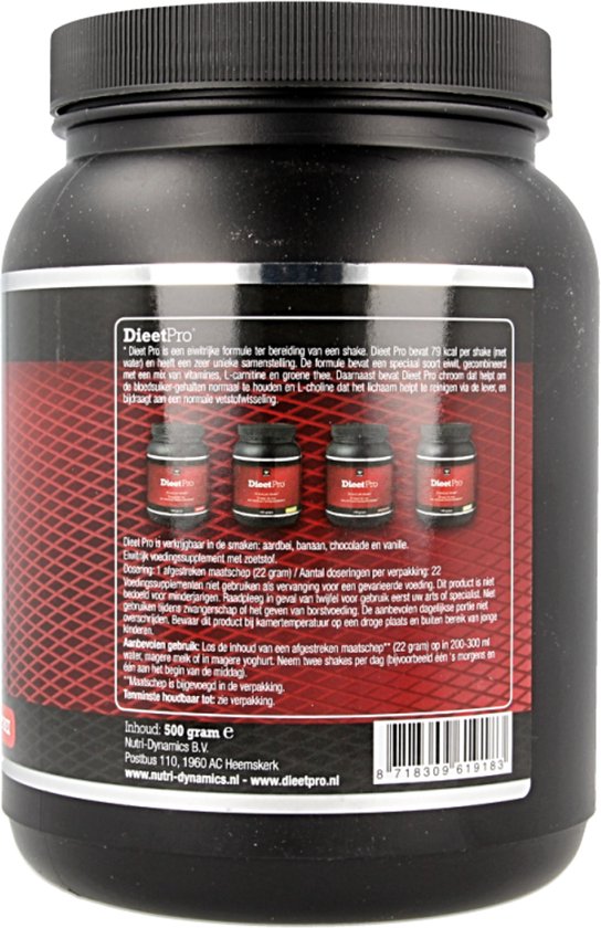 Nutri Dynamics - Dieet Pro - Aardbei - 500 g - Eiwitshake — afbeelding 4