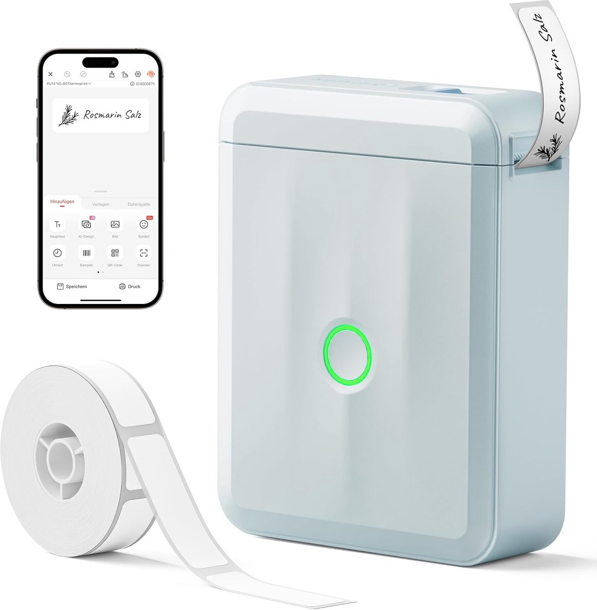 Draagbare Bluetooth Labelprinter - Zelfklevende Etiketteermachine voor Thuis en Kantoor - Printbreedte 15 mm, Compatibel met iOS en Android