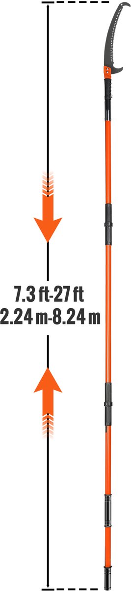 De Warenloods - Telescopische Boomzaag - Snoeizaag - Takkenzaag - Carbon Staal - Verstelbaar 2.24 tot 8.24 Meter - Met Opbergtas en Beschermhoes van Merkloos	 — afbeelding 3