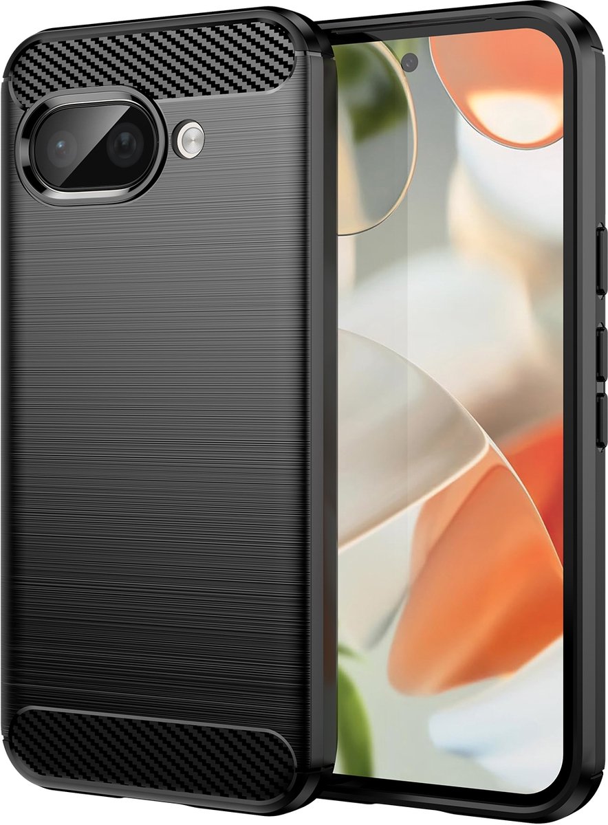 Hoesje geschikt voor Google Pixel 9a - Phonesta Carbon Silicone Back Cover - Zwart