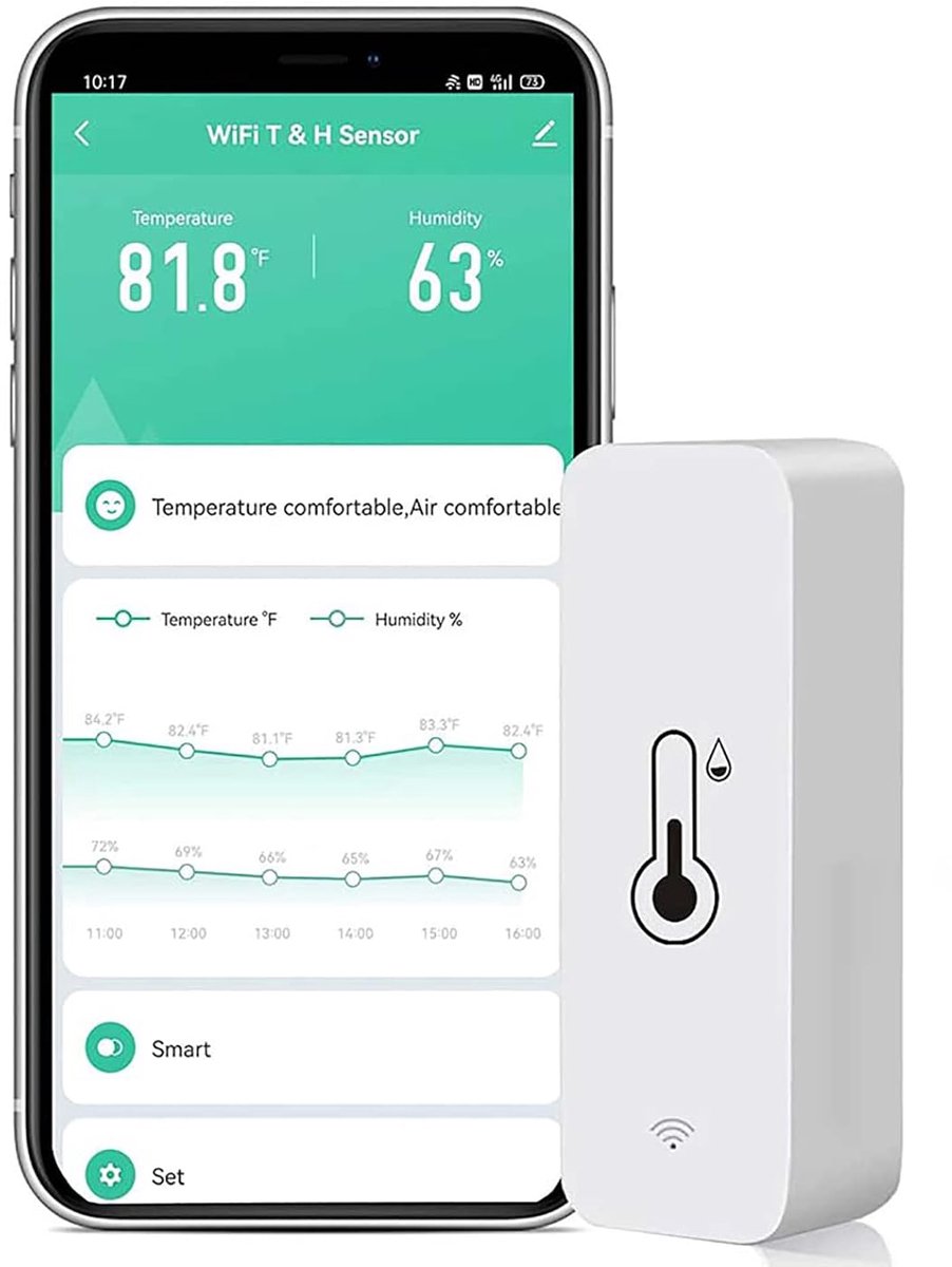 Slimme WiFi Temperatuur- en Vochtigheidsmonitor met App en Externe Monitor