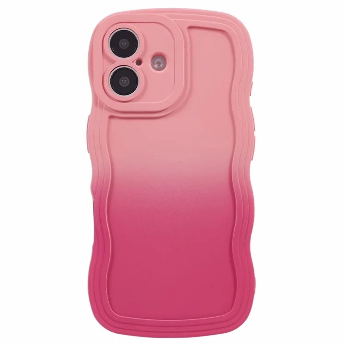 Hoesje geschikt voor Apple iPhone 16 - Phonesta Wavy Gradient Silicone Back Cover - Roze