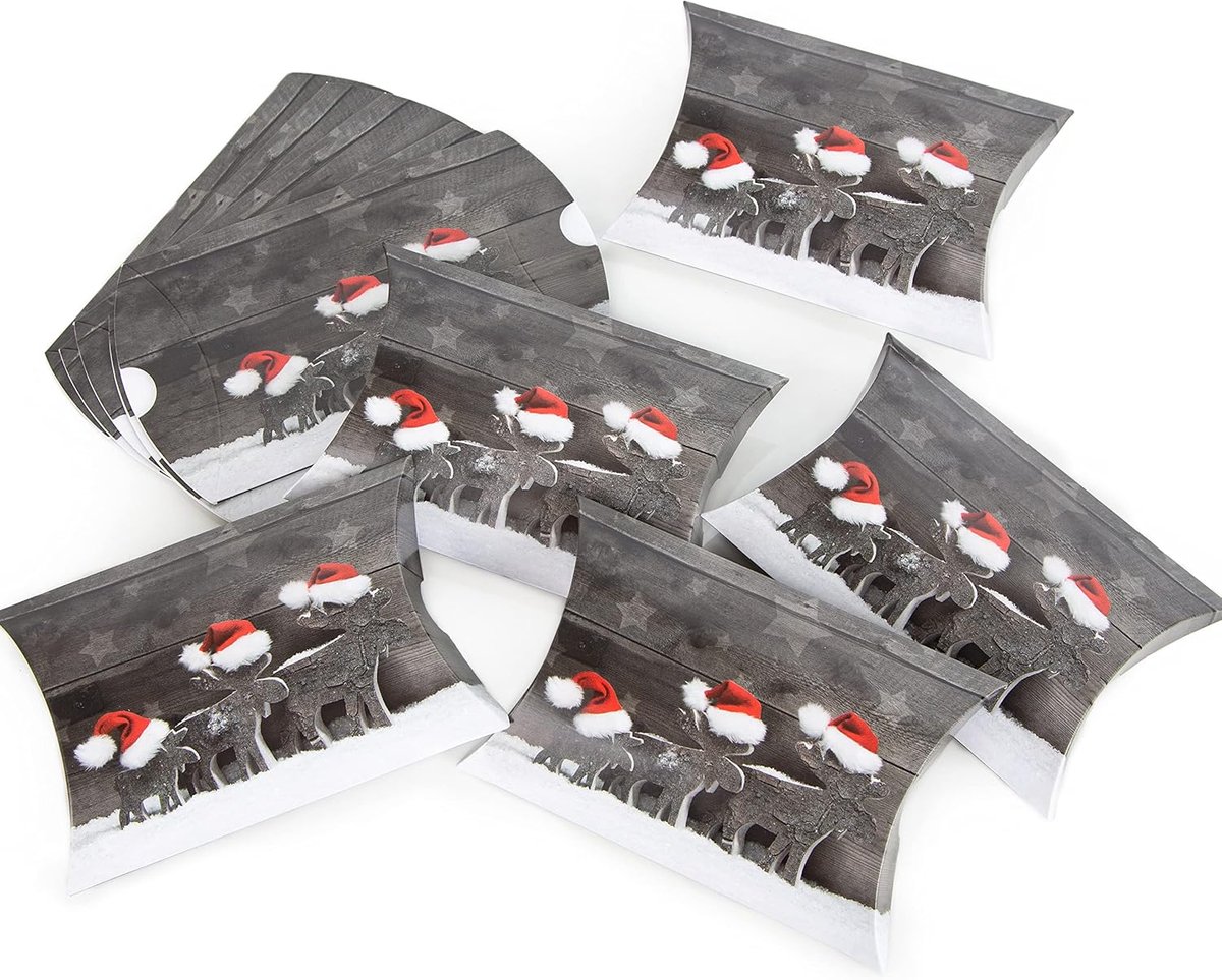 Kleine kerstdoosjes voor cadeaus - 15 x 10,3 x 3 cm - mini verpakking met kerstmotief