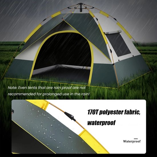 Betaalbare Goederen® kampeertent 2-3 personen - groen - kampeertent - tent - kampeerstoel - slaapzak - luchtbed - kampeertent — afbeelding 5