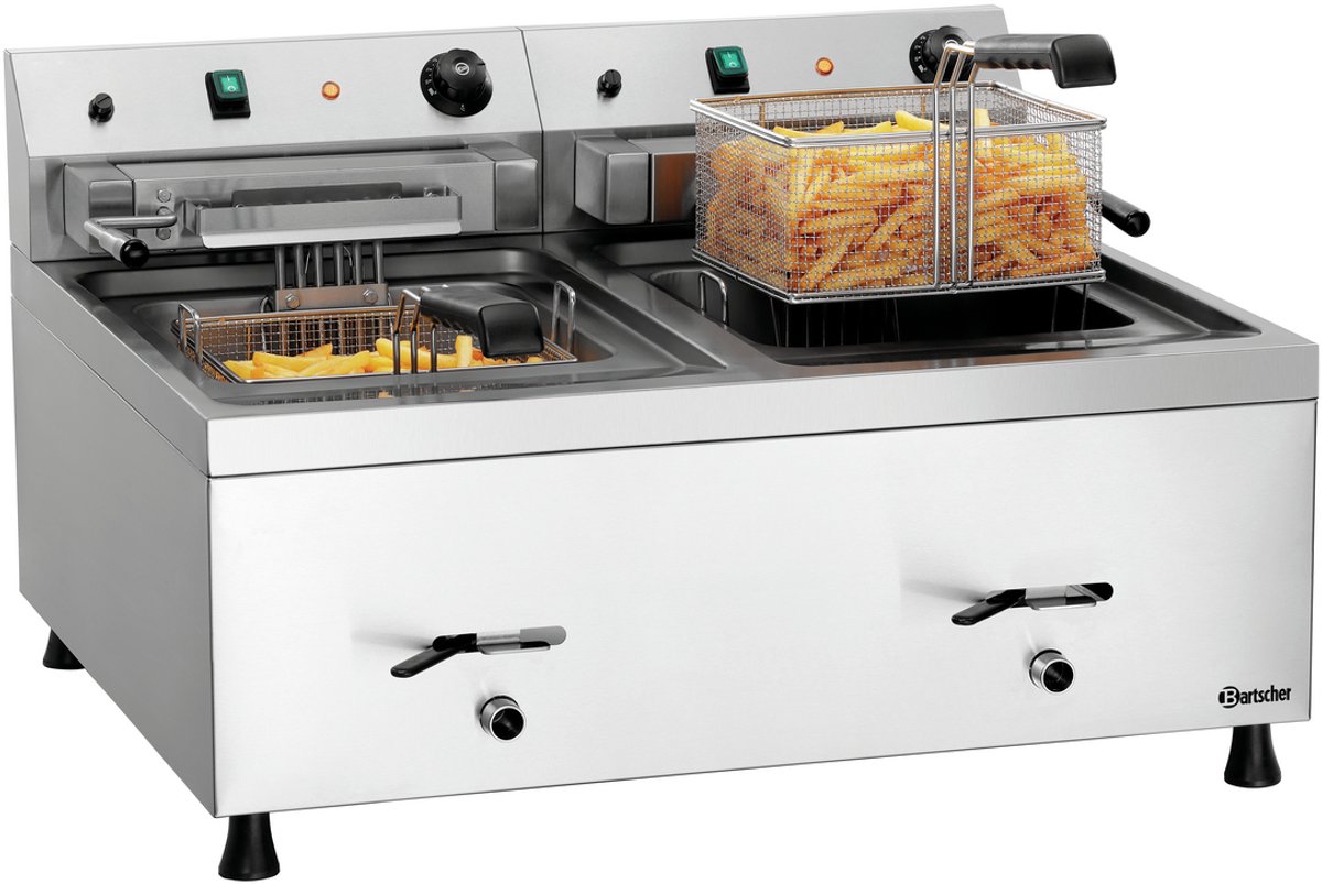 Bartscher 12L-20 Dubbel Vrijstaand 18000 W Frituurpan Zilver