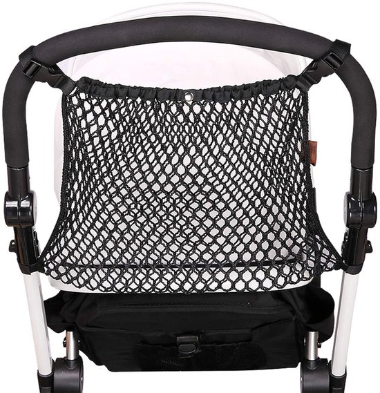 Foto: 1 stuk universele kinderwagen organizer polyester mesh opbergtas met extra grote opbergruimte antislip en verstelbare organizer kinderwagen accessoires zwart