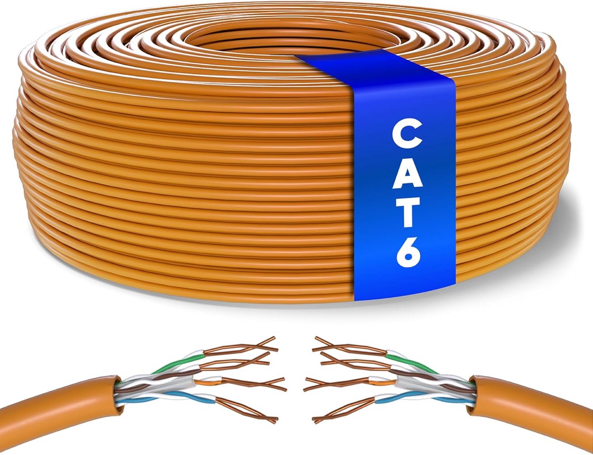 Image of 50m Ethernet Netwerk Kabel - CAT6 UTP, Snelle Gegevensverbinding voor LAN, 1 Gbps