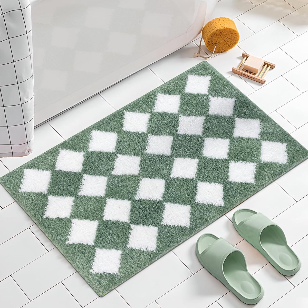 Super absorberende microvezel badmat - Groen, machinewasbaar, antislip, 50 x 76 cm
