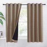 Boraboi® Lichtwerende Thermogordijnen Set van 2 met Dubbele Laag en Zwarte Voering, 145 x 140 cm