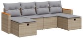 vidaXL - 6-delige - Loungeset - met - kussens - poly - rattan - beige