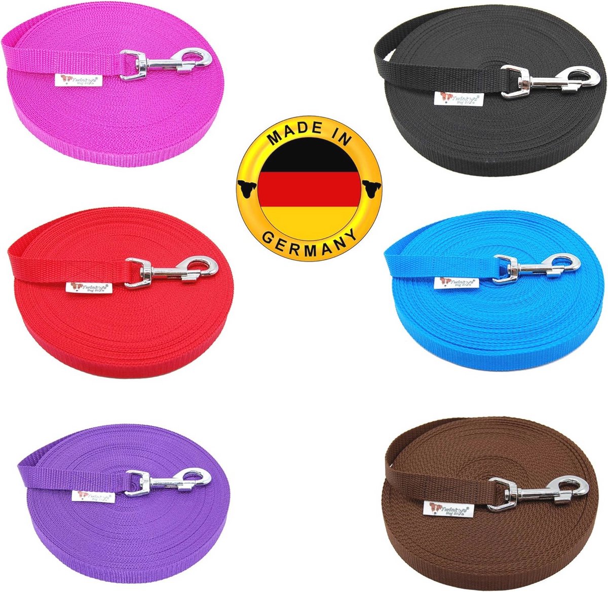 Hondenriem en Sleeplijn tot 50 kg - 5 meter, 20 mm Breed, Bruin