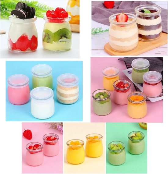 MumdoYAL Joghurtpotjes Met Deksel - Glascontainer Voor Pudding En Yoghurt, 12-Delig (150ml*12