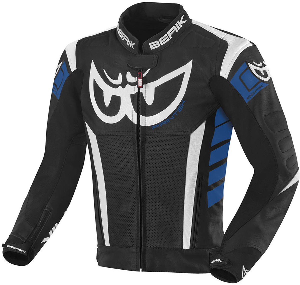 Berik Zakura Zwart Wit Blauw Leren Motorjas - Jas
